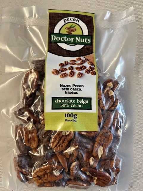 NOZES PECAN CHOCOLATE BELGA INTEIRAS 50% CACAU 100GR